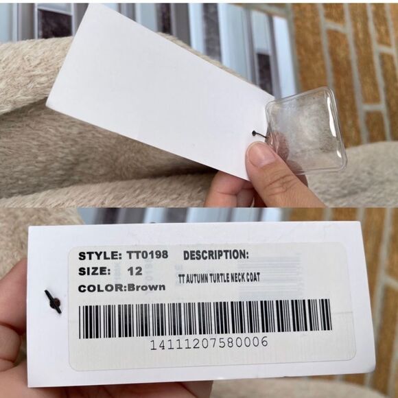 Trina Turk alpaca wool autumn turtleneck coat size 12 in oatmeal - Picture 16 of 17